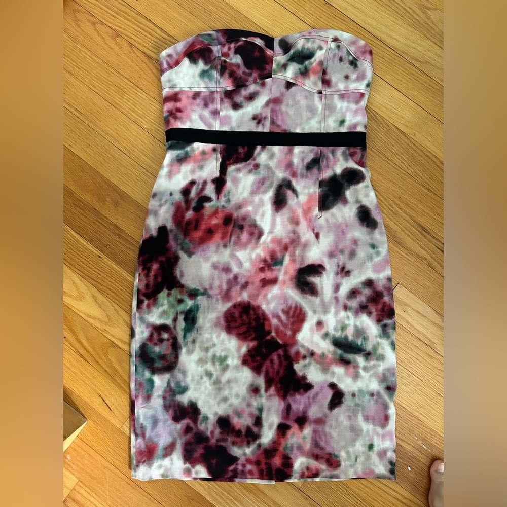 Moulinette Soeurs Strapless Dress in Pink and Black Floral
